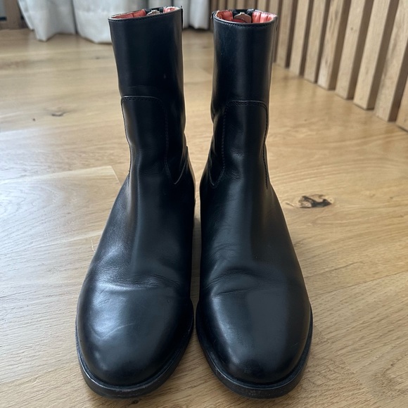 CHLOE Leather Boots, combat style with zipper calf height orange lining sz 37.5 - Picture 5 of 16